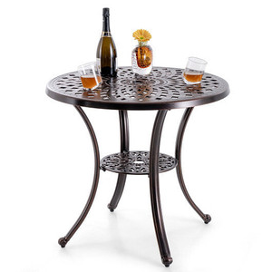 Patio Cast Aluminum Table 31 Inch Diameter Round Table with Umbrella Hole-Copper - Color: Copper D681-NP11473WN Patio Cast Aluminum Table 31 Inch Diameter Round Table with Umbrella Hole-Copper - Color: Copper D681-NP11473WN