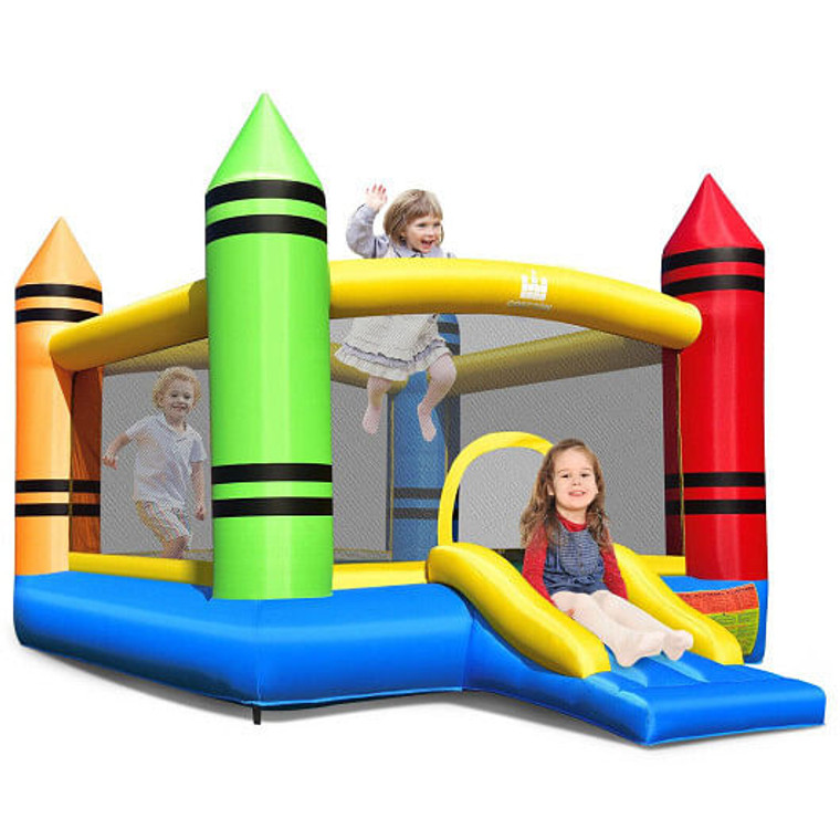 Kids Inflatable Bounce House with Slide and Ocean Balls Not Included Blower - Color: Multicolor D681-OP70918