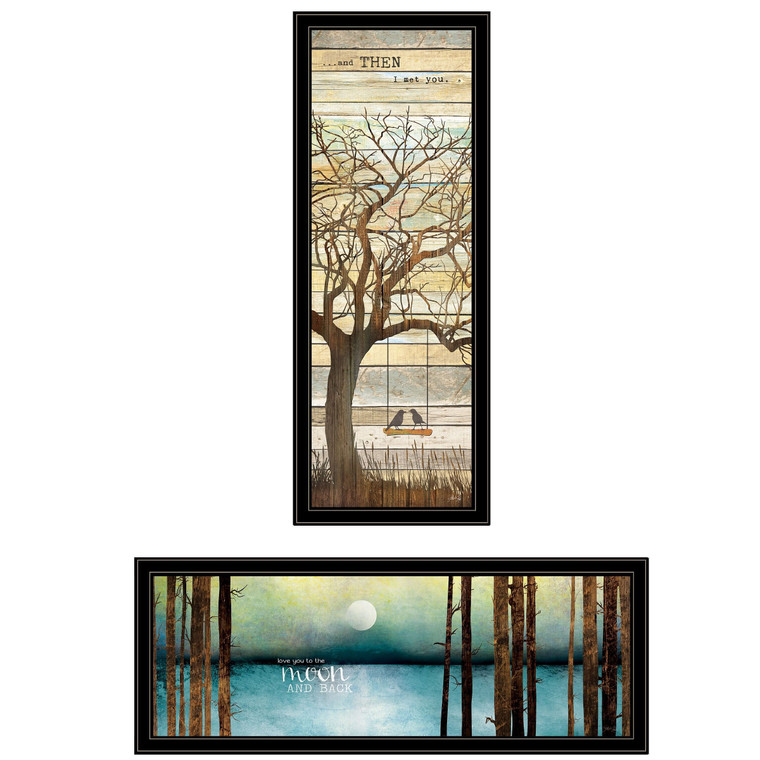Set Of Two I met You or Living your Dreams 1 Black Framed Print Wall Art N270-406098