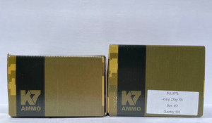K7 Ammo - 45 cal projectile - round nose - 230gr - 500 Count K7 Ammo - 45 cal projectile - round nose - 230gr - 500 Count