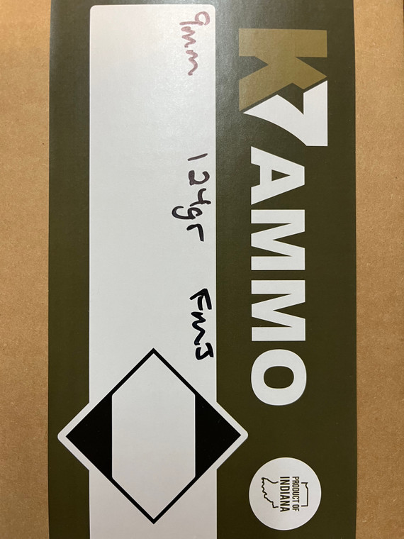 K7 Ammo - 9mm Luger - FMJ - 124GR - 1000 Round bulk pack