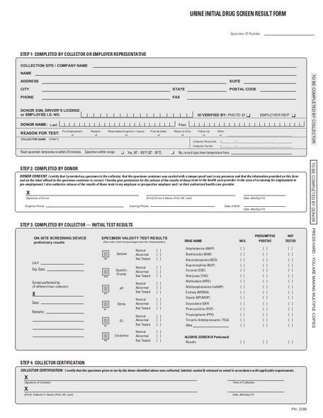 2-Part Drug Test Result Forms 25/Pack