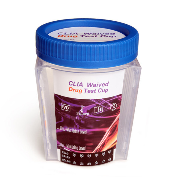 10 Panel Drug Test Flat Front Cup CLIA Waived with Adulterants  from Healgen Scientific