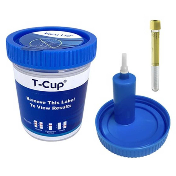 12 Panel SAFElife™ T-Cup® Vacutainer Type Lid Drug Test Cup, CLIA Waived 25/Box