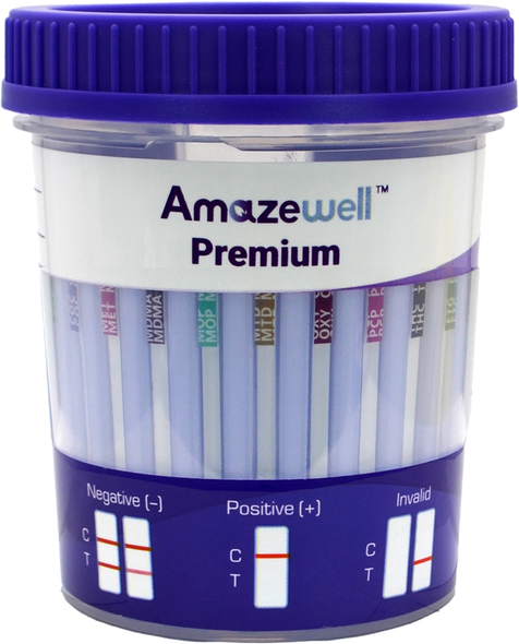 20 Panel Amazewell® Premiun Drug Test Cup with ETG, FEN, GAB, TRA, K2, KET, KRA, 25/Box