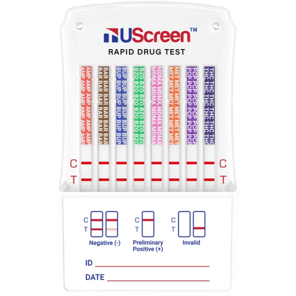 UScreen Plus 14 Panel Multi-Drug Test Dip Card with Alcohol EtG and Fentanyl Box of 25 Tests