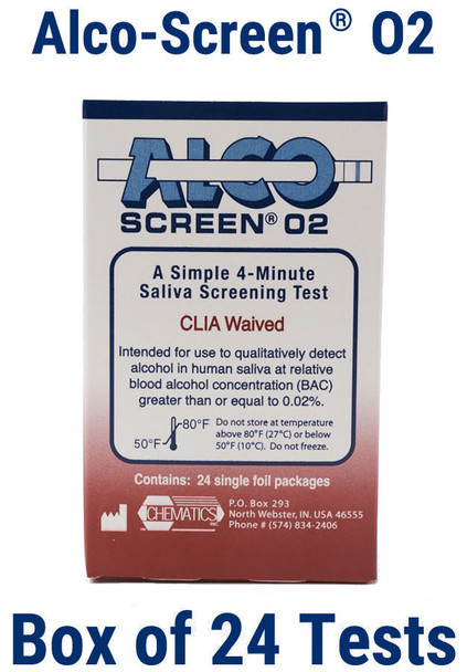 Alco Screen 02 CLIA Waived FDA Cleared Saliva Alcohol Test Chematics 56024