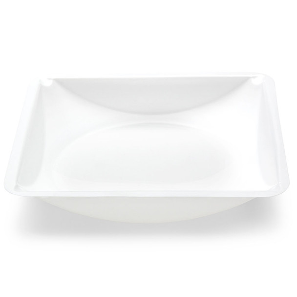 Globe Scientific Weighing Dish Boat, Plastic, Square with Round Bottom, Small Easy Pour Spout, Antistatic, 140 x 140 x 25mm, PS, White, 330mL, 500/CS