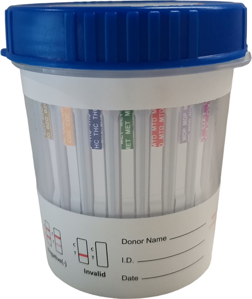 AllTest® Multi-Drug Rapid Test Cup with Fentanyl, 13 Panel, CLIA Waived, AMP500, BAR300, BZO300, BUP10, COC150, FEN1, mAMP500, MTD300, MDMA500, MOP300, OXY100, THC50, DOA-A1127C