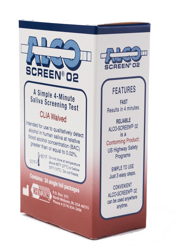 Alco Screen 02 Alcohol Saliva Test CLIA Waived 24/Box