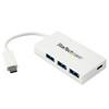 StarTech 4 Port USB C Hub - USB-C to C and A - USB 3.0 Hub - White Main Product Image