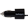 StarTech Dual-Port Car Charger - USB with Built-in Micro-USB Cable - Black Product Image 2