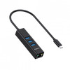 Simplecom CHN421 Black Aluminium USB-C to 3 Port USB HUB with Gigabit Ethernet Adapter Product Image 3