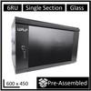 LDR Assembled 6U Wall Mount Cabinet (600mm x 450mm) Glass Door - Black Metal Construction - Top Fan Vents - Side Access Panels Main Product Image