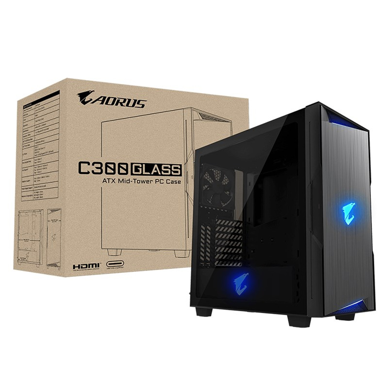 Gigabyte AORUS C300G RGB Tempered Glass Mid-Tower ATX Case