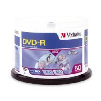 Verbatim DVD-R 4.7GB White InkJet Printable 50 Pack 16x - 95137