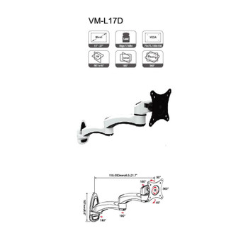 Vision Mounts Articulated Single Monitor Wall Mount Arm 15in-27in Product Image 2