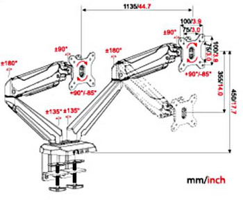 Vision Mounts Gas Spring Dual LCD Monitor Arm Desk Mount and 2x USB 3.0 15in-27in Product Image 2