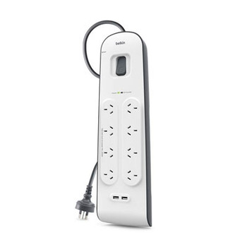 Image for Belkin 8 Outlet Surge Protector with 2 USB Ports (2.4A) - 2M Cord (BSV804AU2M) AusPCMarket