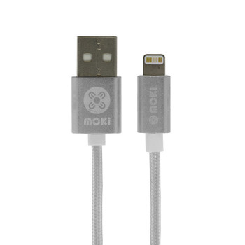 Image for Moki 90cm Braided Lightning SynCharge Cable - Silver AusPCMarket
