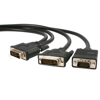 StarTech 6ft DVI-I Male to DVI-D Male & VGA Male Video Splitter Cable Main Product Image