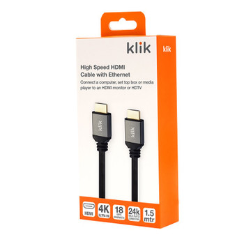 Klik 1.5m High Speed HDMI Cable with Ethernet - Male to Male Product Image 2