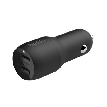 Belkin BOOSTCHARGE Dual USB-A Car Charger 24W + USB-A to Micro-USB Cable - Universally compatible - Black Product Image 2