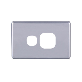 4Cabling Classic Single Power Point Cover Plate - Horizontal - Silver Main Product Image