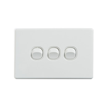 4Cabling Elegant Wall Switch 3 Gang 250V 16A - Horizontal Main Product Image