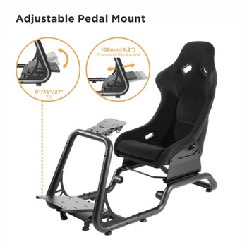 Brateck Premium Racing Simulator Cockpit Seat Professional Grade Product for the Serious Sim Racer 600x1285~1515x1160mm Product Image 2