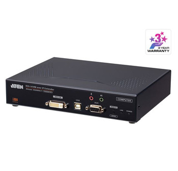 Aten DVI-I Single Display KVM over IP Transmitter with Software Decoder Ability, Supports power/network failover, Superior video quality Main Product Image