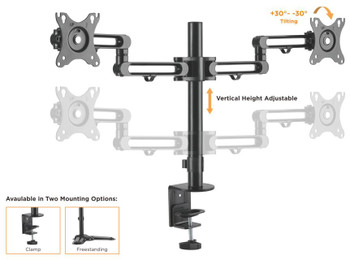 Brateck Dual Monitor Premium Aluminum Articulating Monitor Arm Fit Most 17in-32in Monitors Up to 8kg per screen VESA 75x75/100x100 Product Image 2