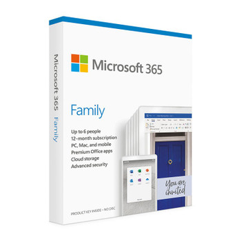 Microsoft 365 2021 Family 1 Year Licence - Medialess Retail Main Product Image