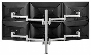 Atdec Six Monitor Arm 750mm Post Desk Mount. Max load: 0-9kg per arm (12kg middle arm) - Silver Main Product Image