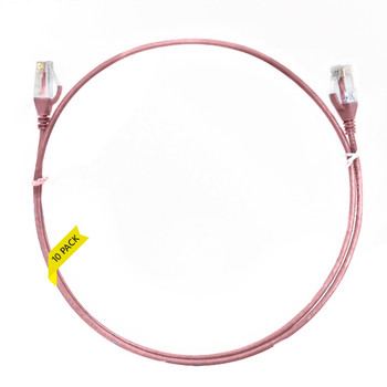 4Cabling 4m Cat 6 Ultra Thin LSZH Pack of 10 Ethernet Network Cable - Pink Main Product Image