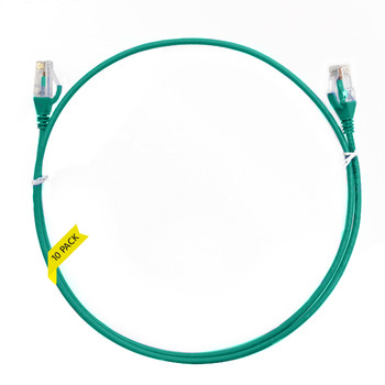 4Cabling 3m Cat 6 Ultra Thin LSZH Pack of 10 Ethernet Network Cable - Green Main Product Image
