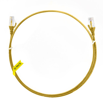 4Cabling 3m Cat 6 Ultra Thin LSZH Pack of 10 Ethernet Network Cable - Yellow Main Product Image