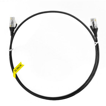 4Cabling 3m Cat 6 Ultra Thin LSZH Pack of 10 Ethernet Network Cable - Black Main Product Image