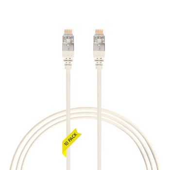 4Cabling 5m Cat 6A RJ45 S/FTP THIN LSZH 30 AWG Pack of 10 Network Cable - White Main Product Image