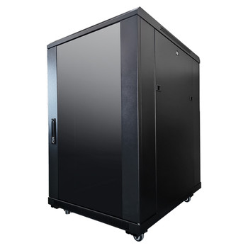 LDR Assembled 18U Server Rack Cabinet (600mm x 800mm) Glass Door - 1x 8-Port PDU - 1x 4-Way Fan - 2x Fixed Shelves - Black Metal Construction Product Image 2