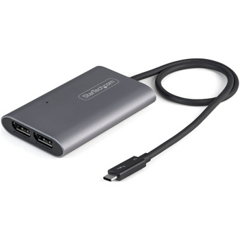 StarTech Thunderbolt 3 to Dual DisplayPort Adapter DP 1.4 - Dual 4K 60Hz or Single 8K/5K Thunderbolt 3 to DP Adapter - TB3 to 2x DisplayPort Monitor Video Display Adapter - Mac/Windows Main Product Image