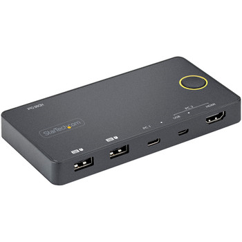 StarTech 2 Port Hybrid USB-A + HDMI & USB-C KVM Switch - Single 4K 60Hz HDMI 2.0 Monitor - Compact Desktop and/or Laptop HDMI KVM Switch - USB Bus Powered - Thunderbolt 3 Compatible Product Image 2