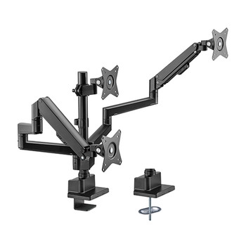 Brateck Triple Monitor Thin Gas Spring Monitor Arm 17in-32in - Matte Black Main Product Image