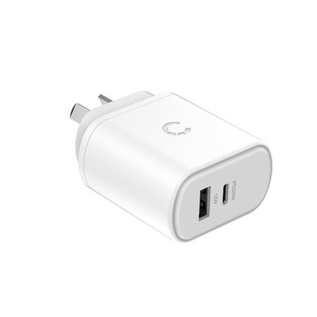 Cygnett 32W USB-C PD Dual Port Wall Charger - White (CY3614POFLW) - Charge 2 x devices simultaneously - USB-C & USB-A Port - Light and portable design Main Product Image