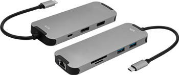 Klik USB-C Multi Port Adapter - 2 x DP - USB3.0 x 2 - LAN - USB-C PD & SD/Micro SD Main Product Image