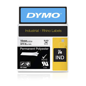 DymoRhino Blk on Wht 19mm Tape Main Product Image