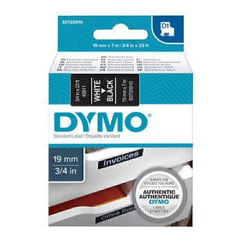 Dymo D1 Wht on Blk 19mmx7m Tape Main Product Image