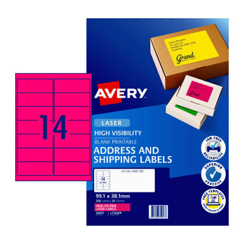 Avery LsrLb Pnk L7163FP 14Up Pk25 Main Product Image