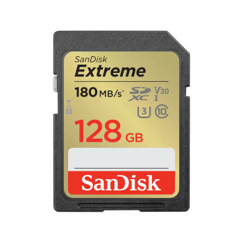 SanDisk Extreme Sdxc - Sdxva 128GB - V30 - U3 - C10 - Uhs-I - 180Mb/S R - 90Mb/S W - 4X6 - Lifetime Limited Main Product Image