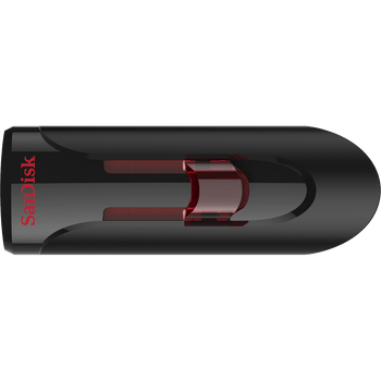SanDisk Cruzer Glide 3.0 USB Flash Drive - Cz600 256GB - USB3.0 - Black With Red Slider - Retractable Design - 5Y Main Product Image
